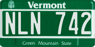 VT license plate NLN742
