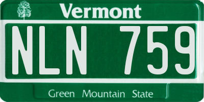 VT license plate NLN759