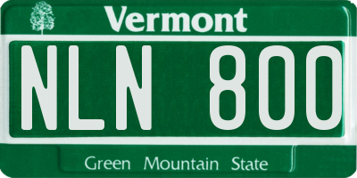 VT license plate NLN800
