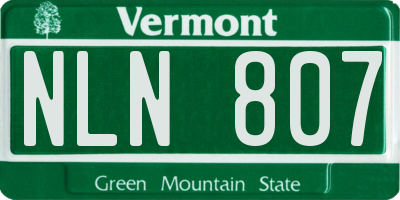 VT license plate NLN807