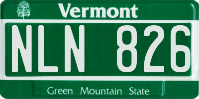VT license plate NLN826