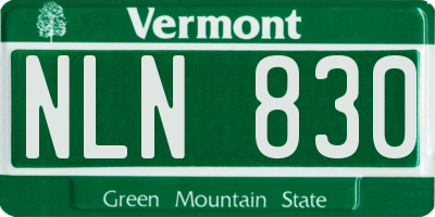 VT license plate NLN830