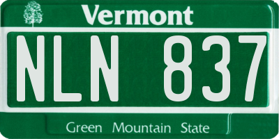 VT license plate NLN837