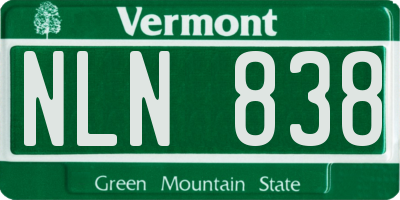 VT license plate NLN838