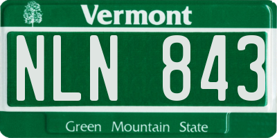VT license plate NLN843