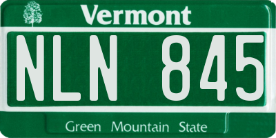 VT license plate NLN845