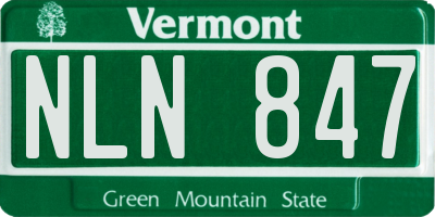 VT license plate NLN847