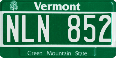 VT license plate NLN852