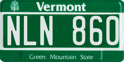 VT license plate NLN860