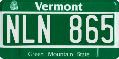 VT license plate NLN865