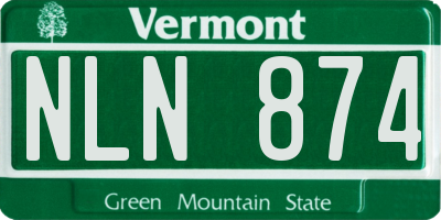 VT license plate NLN874