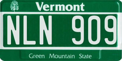 VT license plate NLN909