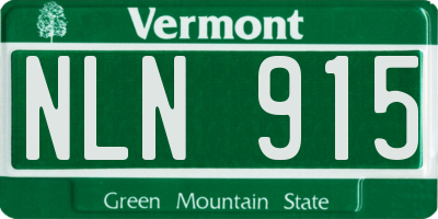 VT license plate NLN915