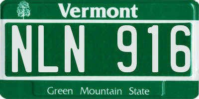 VT license plate NLN916