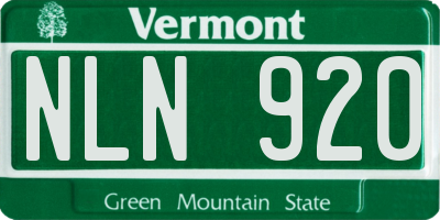 VT license plate NLN920