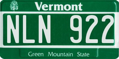 VT license plate NLN922