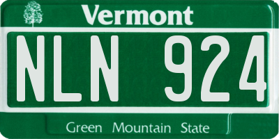 VT license plate NLN924