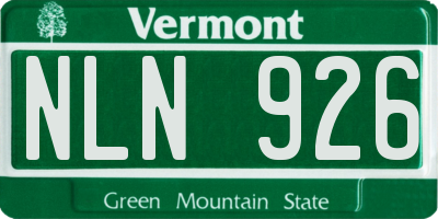 VT license plate NLN926