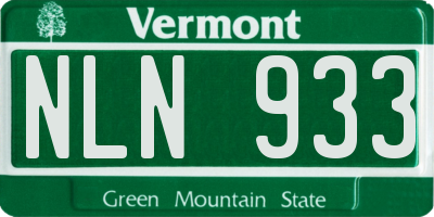 VT license plate NLN933