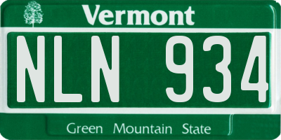 VT license plate NLN934