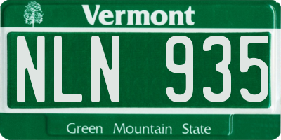 VT license plate NLN935