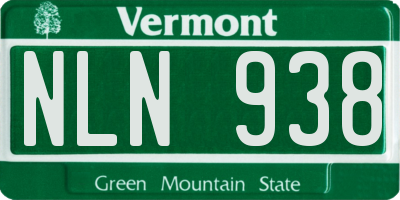 VT license plate NLN938