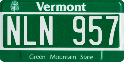 VT license plate NLN957