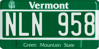 VT license plate NLN958