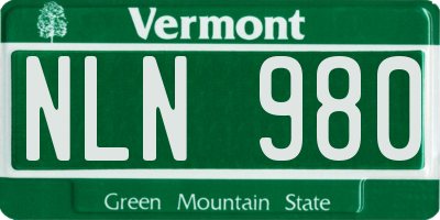 VT license plate NLN980