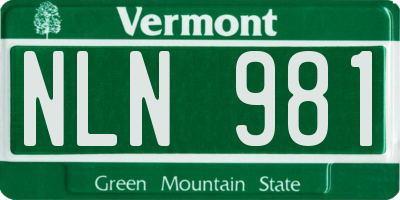 VT license plate NLN981