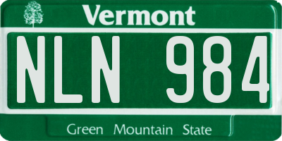 VT license plate NLN984