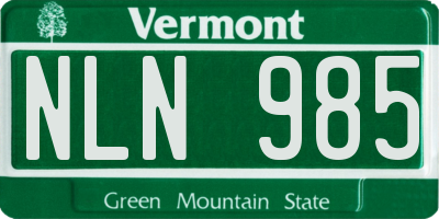 VT license plate NLN985