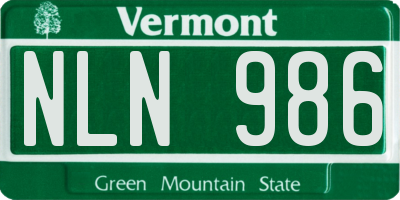 VT license plate NLN986