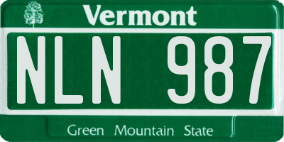 VT license plate NLN987