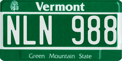 VT license plate NLN988