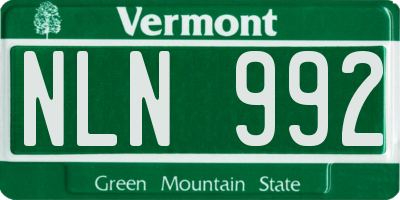 VT license plate NLN992