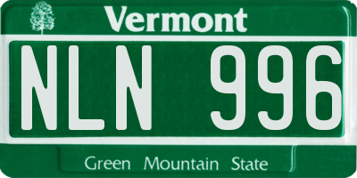 VT license plate NLN996