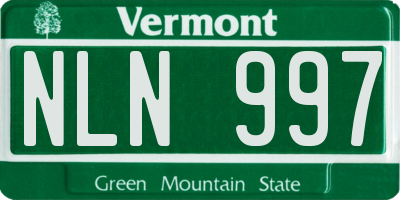 VT license plate NLN997