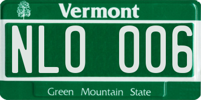 VT license plate NLO006