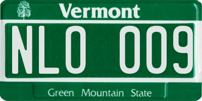 VT license plate NLO009