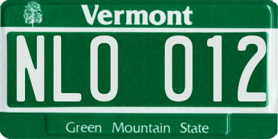 VT license plate NLO012
