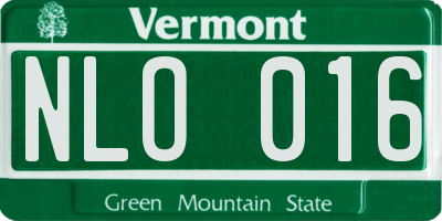 VT license plate NLO016