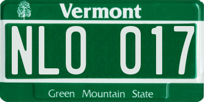 VT license plate NLO017