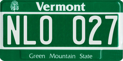 VT license plate NLO027