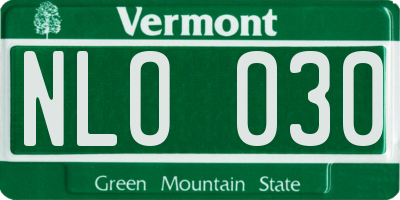 VT license plate NLO030
