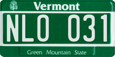 VT license plate NLO031