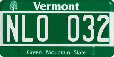 VT license plate NLO032