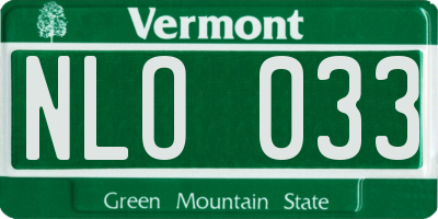 VT license plate NLO033