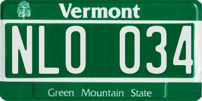 VT license plate NLO034