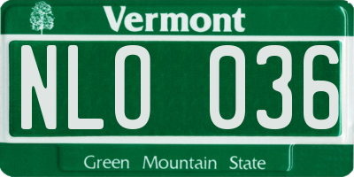 VT license plate NLO036